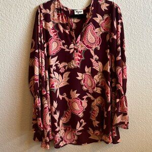 Show Me Your MuMu Floral Long-Sleeve Dress Small Flowy Style